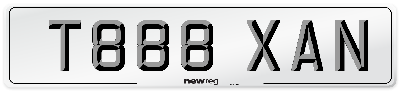 T888 XAN Number Plate from New Reg